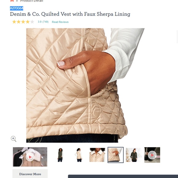 NEW Quilted Vest with Faux Sherpa Lining, Large - Picture 7 of 7